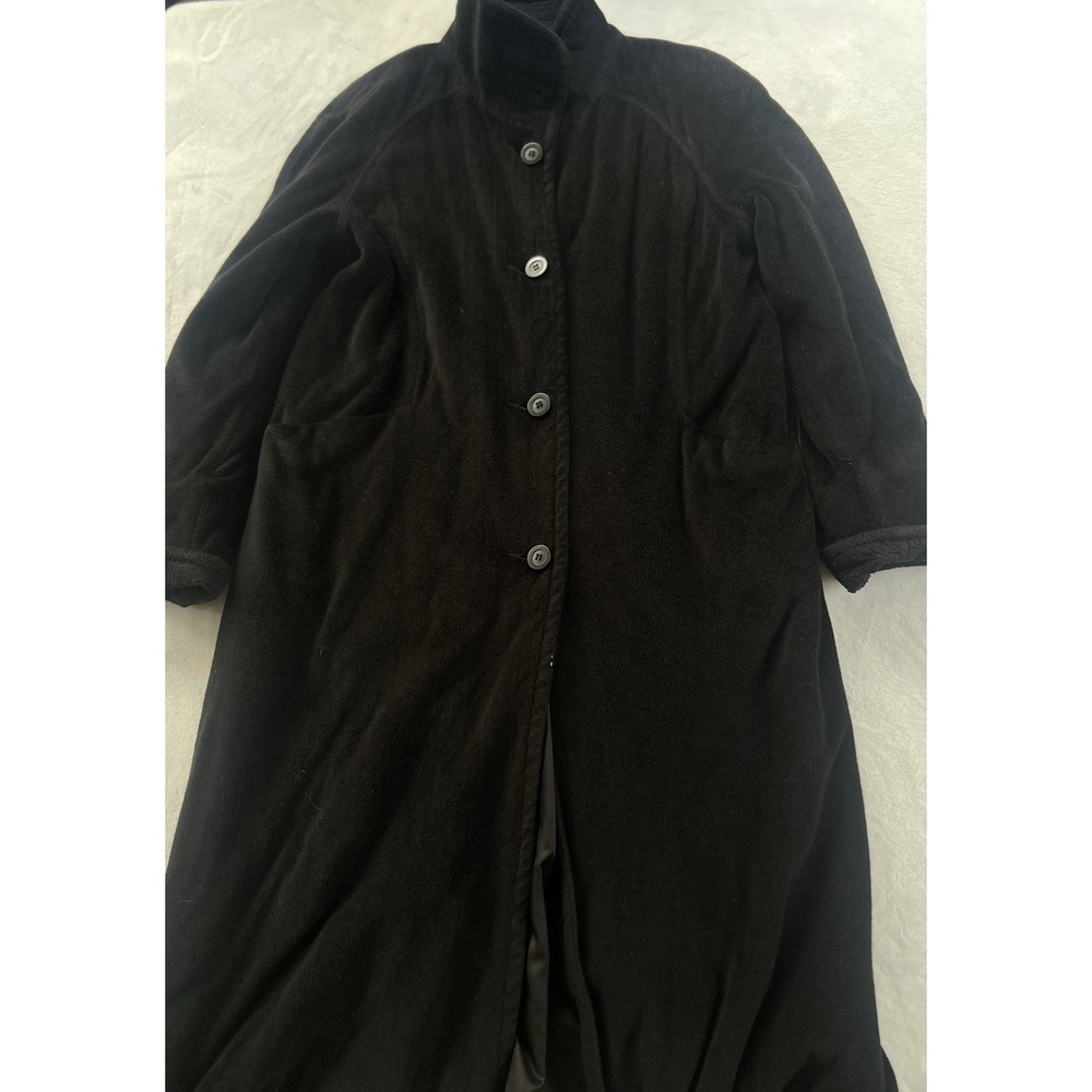 Vintage LL Bean Women's Wool Blend Long Trench Coat Black Made In USA